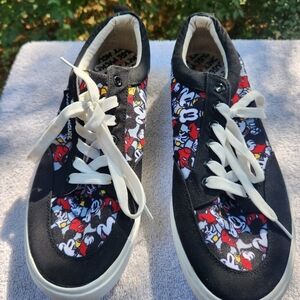 DISNEY Mickey Mouse Canvas Sneaker Men's 11.5 Low Top Black Red Casual Shoes